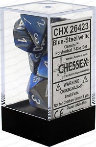 Picture of Chessex Gemini™ Polyhedral Blue-Steel w/white 7-Die Set