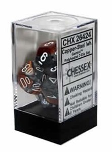 Picture of Chessex Gemini™ Polyhedral Copper-Steel w/white 7-Die Set