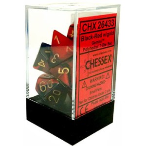 Picture of Chessex Gemini™ Polyhedral Black-red w/gold 7-Die Set
