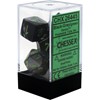 Picture of Chessex Gemini™ Polyhedral Black-Grey w/green  7-Die Set