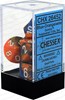 Picture of Chessex Gemini™ Polyhedral Blue-Orange w/white 7-Die Set