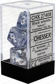 Picture of Chessex Nebula™ Polyhedral Black/white 7-Die Set