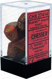 Picture of Chessex Scarab™ Polyhedral Scarlet™/gold 7-Die Set