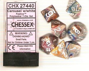 Picture of Chessex Festive™ Polyhedral Carousel/white 7-Die Set
