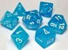 Picture of Chessex Cirrus™ Polyhedral Ligh Blue/white 7-Die Set