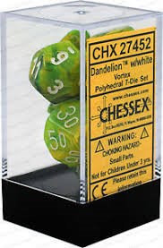 Picture of Chessex Vortex Dice™ Dandelion/white 7-Die Set 