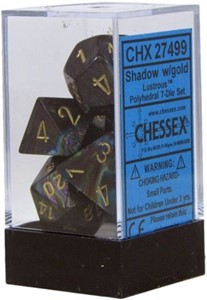 Picture of Chessex Lustrous™ Polyhedral Shadow/gold 7-Die Set 