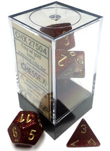 Picture of Chessex Glitter Polyhedral Ruby/gold