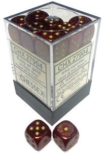 Picture of Chessex Glitter Polyhedral Ruby/gold