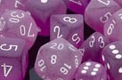 Picture of Chessex Frosted™ Polyhedral Purple/white 7-Die Set (with Tens 10™ die)