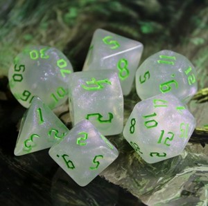 Picture of Aurora The Chaos Green font Dice Set