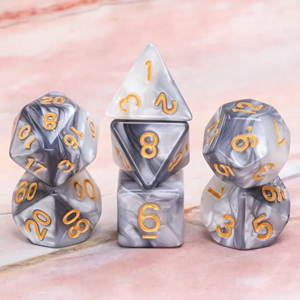 Picture of Black White Blend Pearl Dice Set