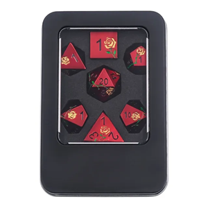 Picture of Luxury Red Rose Metal Dice Set