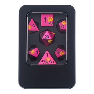 Picture of Red Iridescent Rose Metal Dice Set