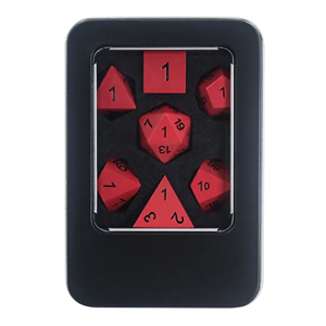 Picture of Red Metal Dice Black font Dice Set