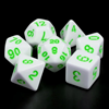 Picture of White Opaque Green Font Dice Set