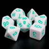 Picture of White Opaque Teal Font Dice Set