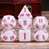Picture of Purple Font White Opaque Dice Set