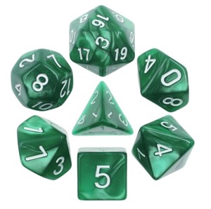 Picture of Green Pearl With White Text Dice Set