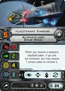 Picture of Lieutenant Karsabi Comes with Token and reverse Pilot (X-Wing 1.0)